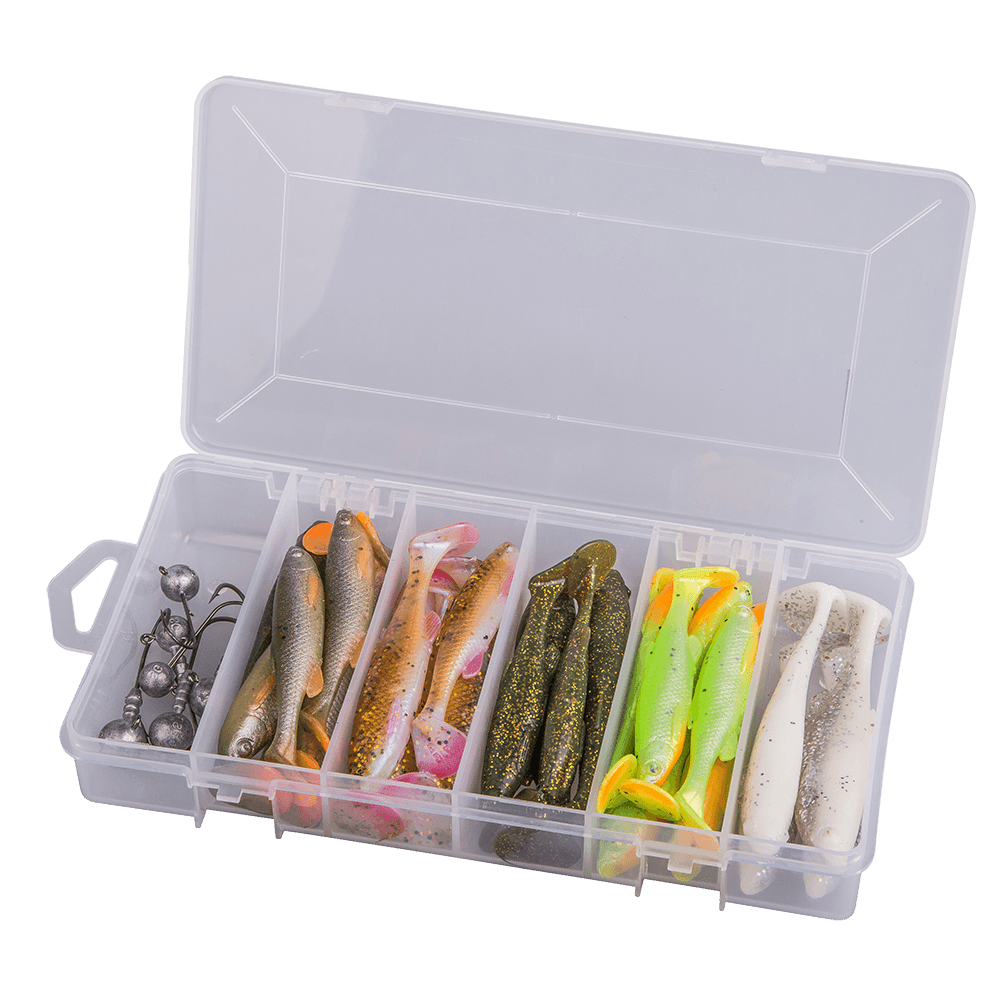 FAT MINNOW T-TAIL KIT 36pcs - Savage gear - Flue.no - Jiggboks komplett med jigger