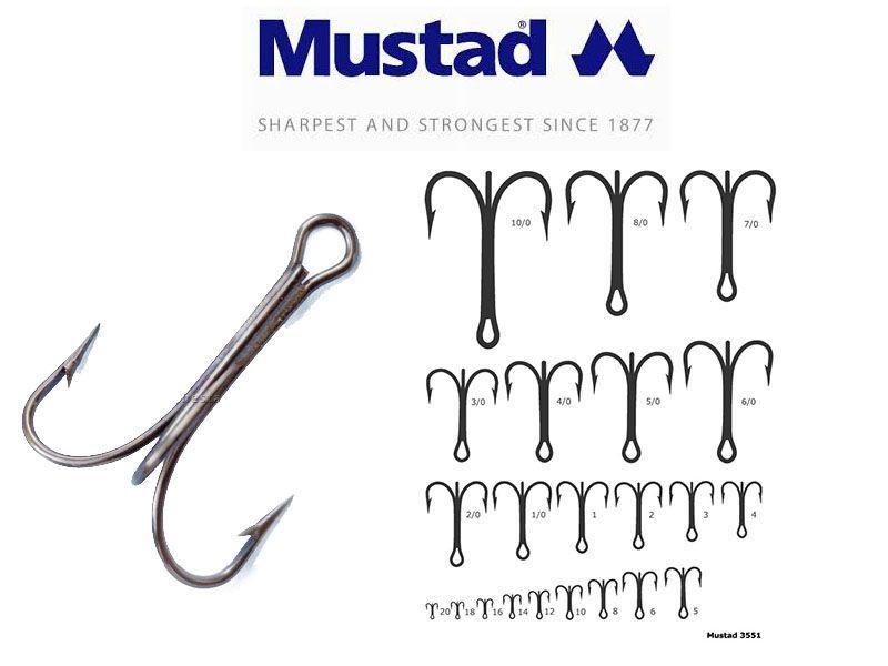 Mustad 3551 Tubekroker Treble 10pk - Flue.no - Fiskeutstyr