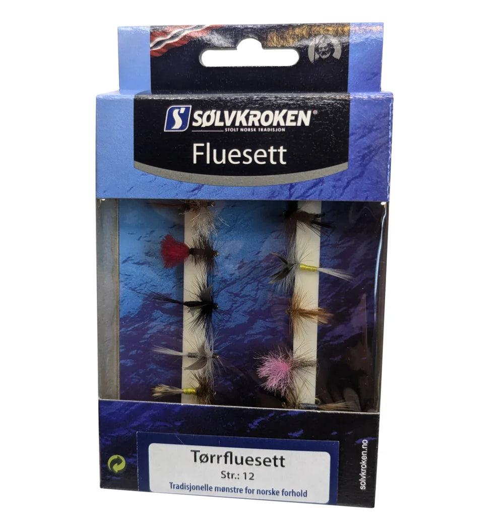 Sølvkroken | Tørrflue sett Krok 12 A10 - Flue.no - Fluesett