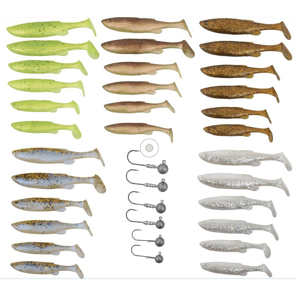 FAT MINNOW T-TAIL KIT 36pcs - Savage gear - Flue.no - Jiggboks komplett med jigger