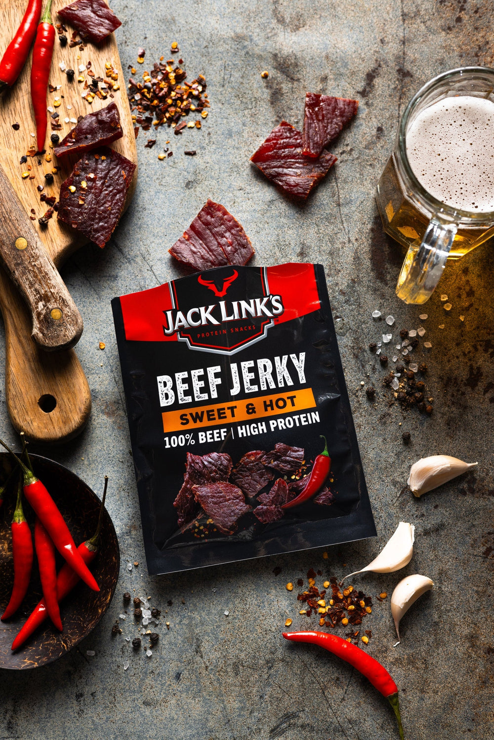 Jack Link's Beef Jerky Sweet & Hot - Flue.no - turmat